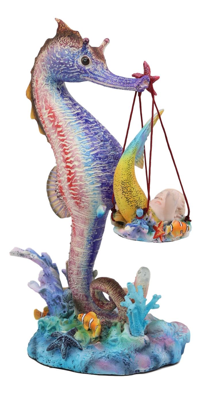 ebros gift Ebros Sheila Wolk Ocean Mer Birth Baby Merboy Rainbow Seahorse Delivery Statue 9.25" Tall Mythical Fantasy Siren Mermaid Mermaids Merboys Seahorses Nautical Themed Decor Figurine