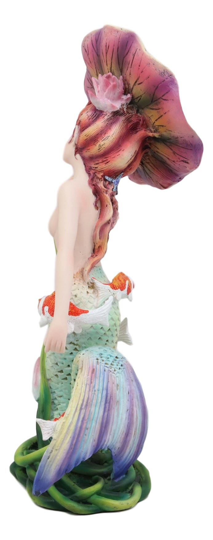 Ebros Gift Ebros Sheila Wolk Pulse Of The Pond Mermaid By Flower Umbrella And Koi Fishes Statue 9" Tall Mythical Fantasy Siren Mermaids Nautical Decor Figurine