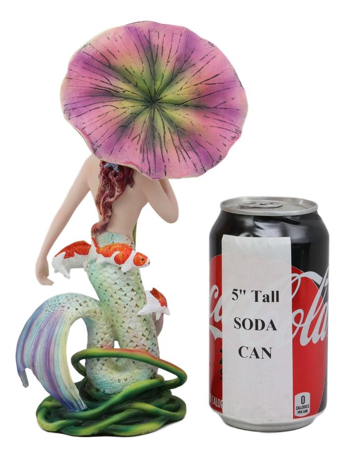 Ebros Gift Ebros Sheila Wolk Pulse Of The Pond Mermaid By Flower Umbrella And Koi Fishes Statue 9" Tall Mythical Fantasy Siren Mermaids Nautical Decor Figurine