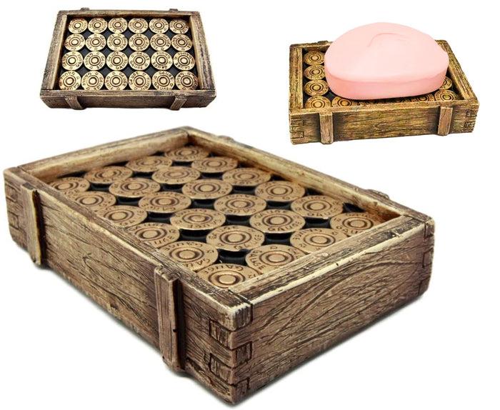 Ebros Gift Ebros Shotgun Shells Ammo Crate Hunting Outdoor Lovers Soap Dish Holder 5"L