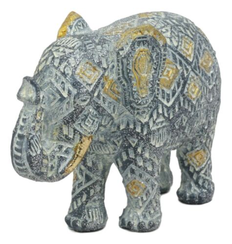 Ebros Gift Ebros Silver And Gold Patterned Elephant Statue 5.25" Long Feng Shui Elephant Figurine Symbol Of Wisdom Fortune And Protection (Calf Elephant)
