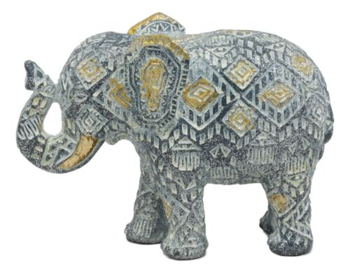Ebros Gift Ebros Silver And Gold Patterned Elephant Statue 5.25" Long Feng Shui Elephant Figurine Symbol Of Wisdom Fortune And Protection (Calf Elephant)