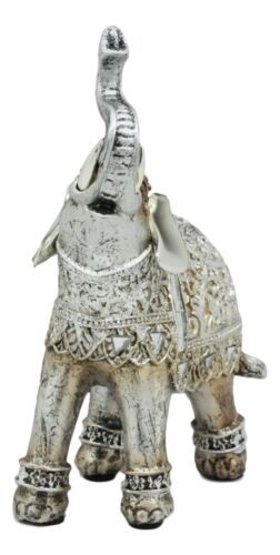 Ebros Gift Ebros Silver Filigree Elephant Statue With Glass Mirrors 6" Tall Feng Shui Elephant Figurine Symbol Of Wealth Fortune And Protection (Left Facing)