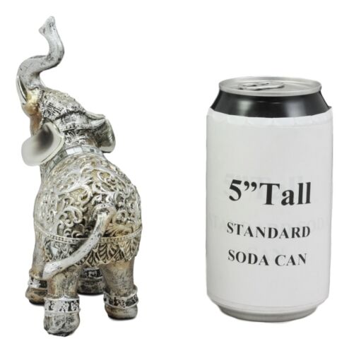 Ebros Gift Ebros Silver Filigree Elephant Statue With Glass Mirrors 6" Tall Feng Shui Elephant Figurine Symbol Of Wealth Fortune And Protection (Left Facing)