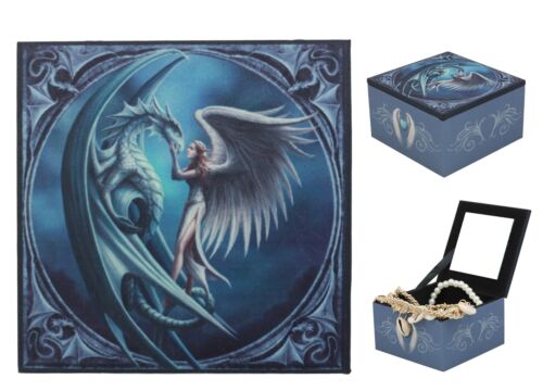 Ebros Gift Ebros Silverback Dragon With Angel Small Jewelry Box With Mirror By Anne Stokes