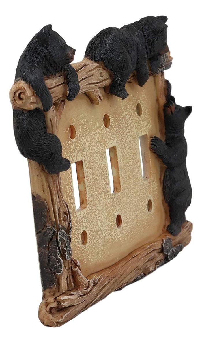 Ebros Gift Ebros SINGLE PACK Black Bear Wall Light Cover Plate Triple Toggle Switches