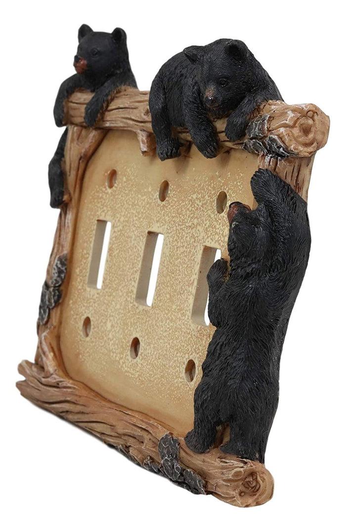 Ebros Gift Ebros SINGLE PACK Black Bear Wall Light Cover Plate Triple Toggle Switches