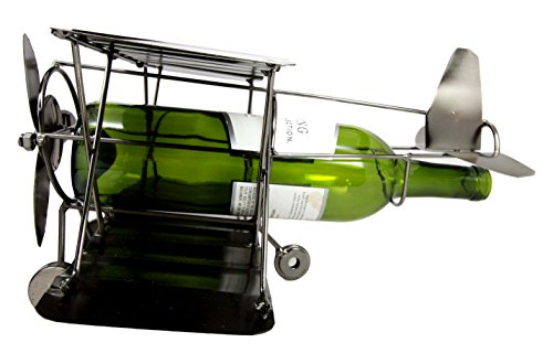 Ebros Gift Ebros Single Piston Propeller Airplane Hand Made Metal Wine Bottle Holder 13"L
