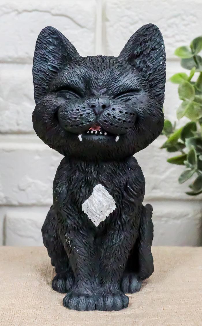 ebros gift Ebros Sinister TeeHee Pets Grinning Black Cat Figurine 4"Tall Wild Kitten Statue