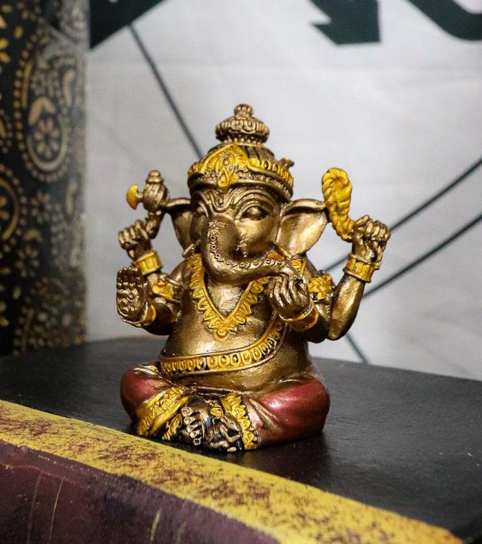 ebros gift Ebros Sitting Ganapati Lord Ganesha With 4 Hands Miniature Figurine God Of Success
