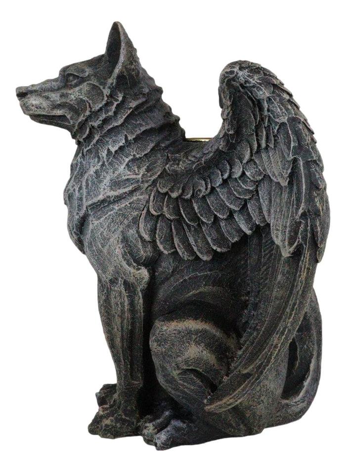 Ebros Gift Ebros Sitting Gothic Angel Winged Wolf Candle Holder Statue Denizen Of The Twilight Werewolves Direwolf Fantasy Decor Sculpture For Halloween Underworld Macabre Mystic Decorative Candleholder Figurine