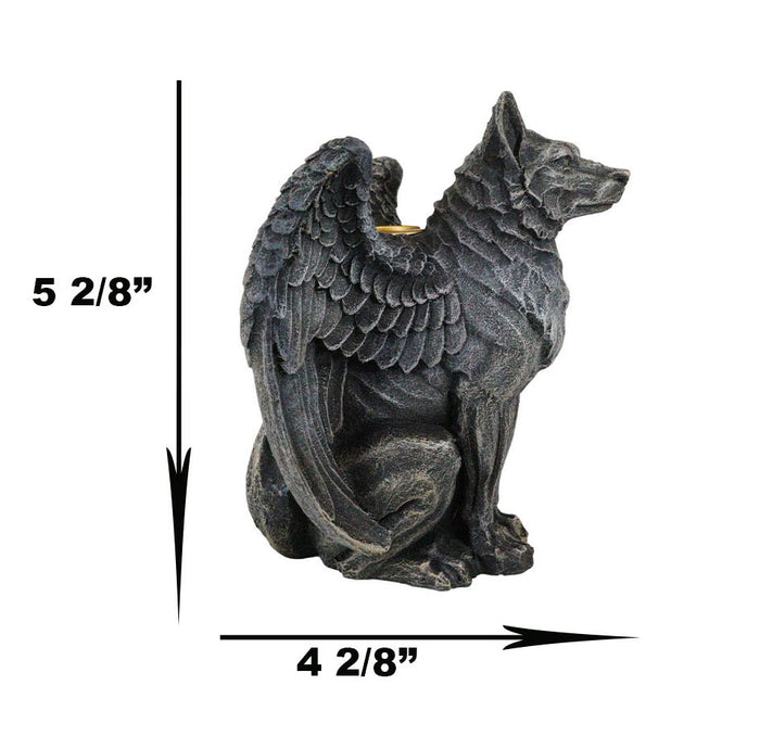 Ebros Gift Ebros Sitting Gothic Angel Winged Wolf Candle Holder Statue Denizen Of The Twilight Werewolves Direwolf Fantasy Decor Sculpture For Halloween Underworld Macabre Mystic Decorative Candleholder Figurine