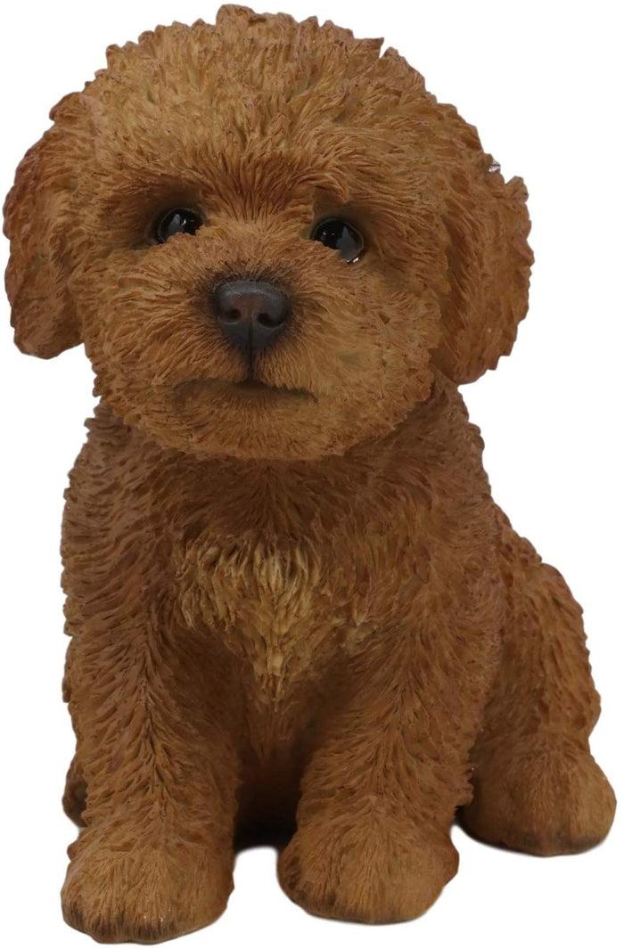 Ebros Gift Ebros Sitting Lifelike Realistic Brown Bichon Frise Puppy Dog Statue 6.75" High