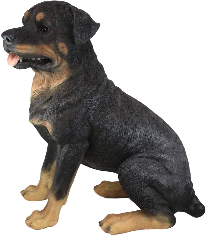 Ebros Gift Ebros Sitting Rottie Rottweiler Dog Statue 21" Tall With Glass Eyes Collectible