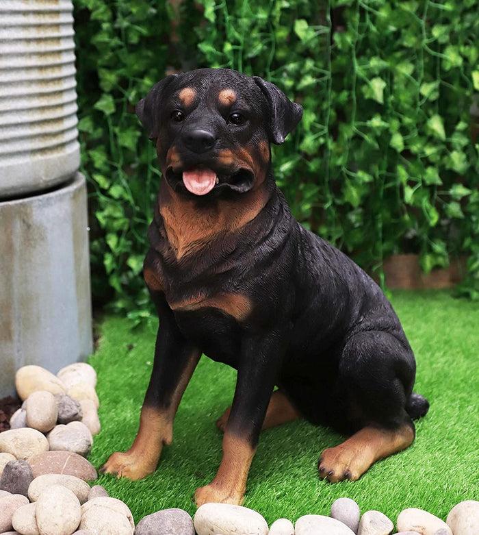 ebros gift Ebros Sitting Rottie Rottweiler Dog Statue 21" Tall With Glass Eyes Collectible