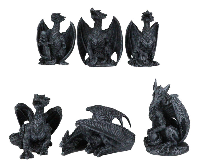 Ebros Gift Ebros Six Faux Stone Gothic Mini Dragons Statue Set Legends And Fantasy Action Dragons