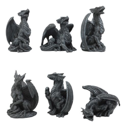 Ebros Gift Ebros Six Faux Stone Gothic Mini Dragons Statue Set Legends And Fantasy Action Dragons