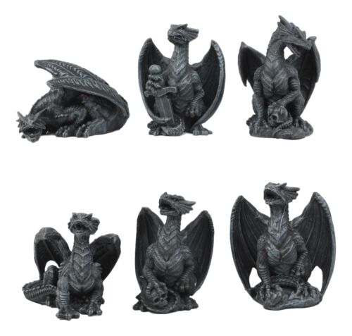 Ebros Gift Ebros Six Faux Stone Gothic Mini Dragons Statue Set Legends And Fantasy Action Dragons