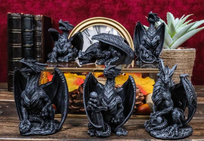 ebros gift Ebros Six Faux Stone Gothic Mini Dragons Statue Set Legends And Fantasy Action Dragons