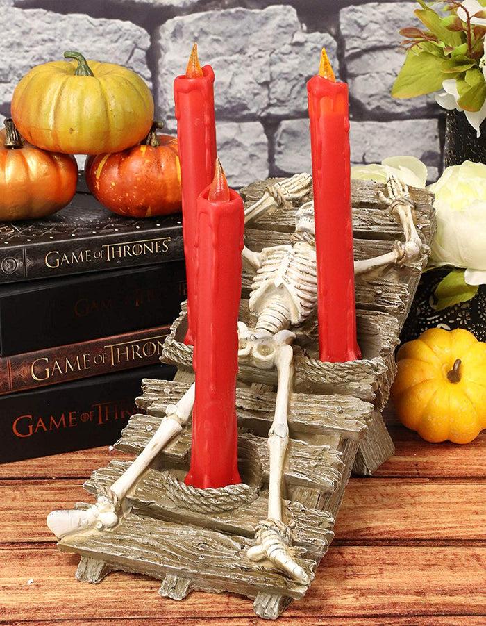 Ebros Gift Ebros Skeleton Oracle Trio Candle Holder Figurine 12.5"L Ossuary Home Decor