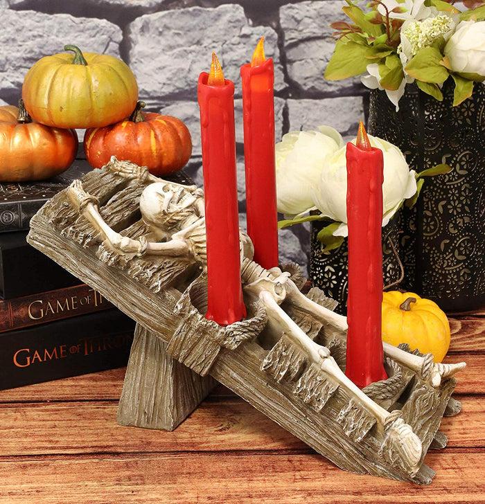 ebros gift Ebros Skeleton Oracle Trio Candle Holder Figurine 12.5"L Ossuary Home Decor
