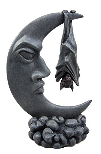 Ebros Gift Ebros Sleeping Bat Hanging Over The Celestial Crescent Moon Figurine 8"H
