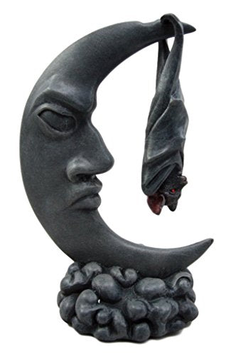 Ebros Gift Ebros Sleeping Bat Hanging Over The Celestial Crescent Moon Figurine 8"H