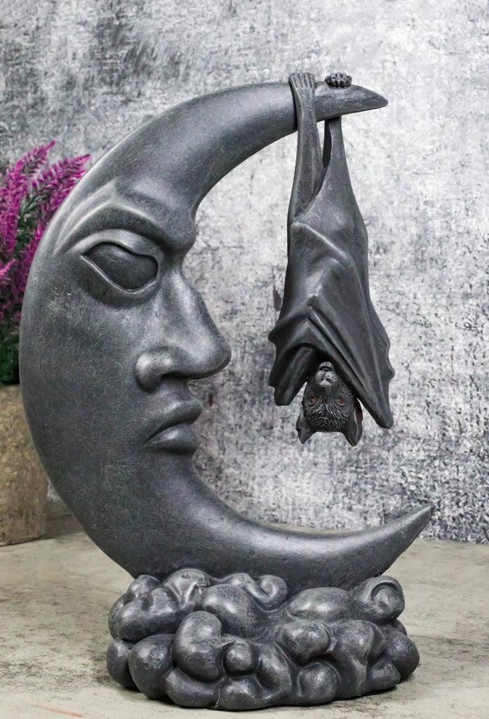ebros gift Ebros Sleeping Bat Hanging Over The Celestial Crescent Moon Figurine 8"H
