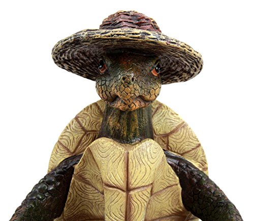 Ebros Gift Ebros Slow Seasons Camping Turtle With Wicker Hat Salt And Pepper Shakers 7"H