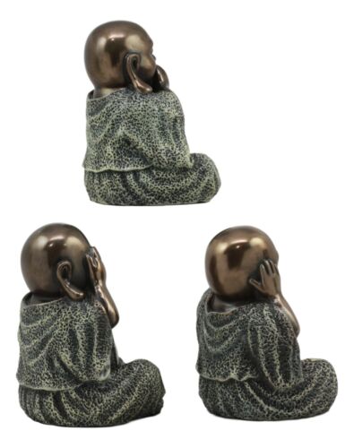 Ebros Gift Ebros Small Charm Wise See Hear Speak No Evil Lucky Buddha Statues 4"Tall Bodhisattva Eastern Enlightenment Hotei Figurines