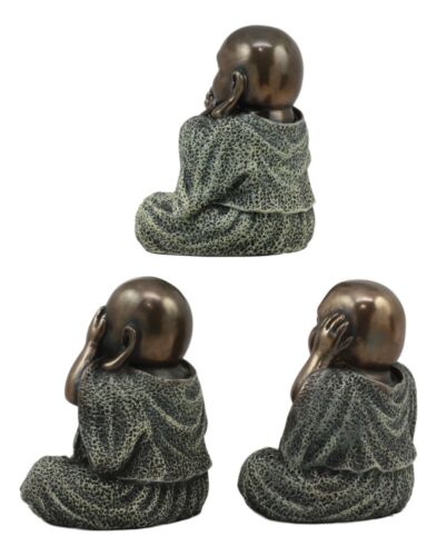 Ebros Gift Ebros Small Charm Wise See Hear Speak No Evil Lucky Buddha Statues 4"Tall Bodhisattva Eastern Enlightenment Hotei Figurines