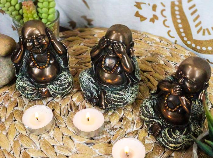 ebros gift Ebros Small Charm Wise See Hear Speak No Evil Lucky Buddha Statues 4"Tall Bodhisattva Eastern Enlightenment Hotei Figurines