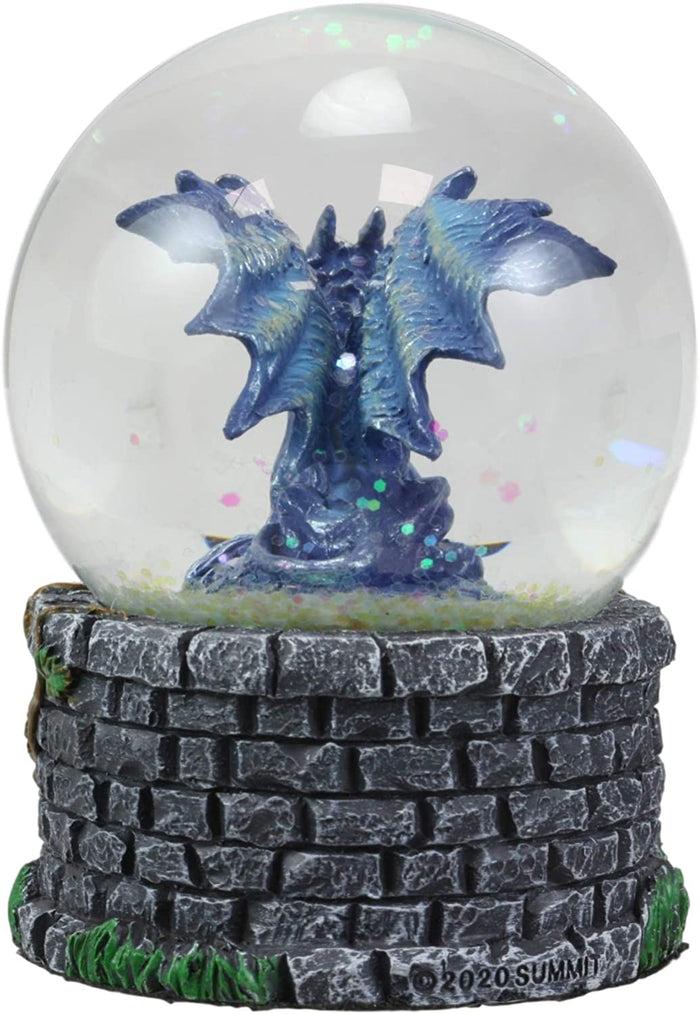 Ebros Gift Ebros Small Fantasy Blue Midnight Dragon Sitting In Repose Glitter Water Globe
