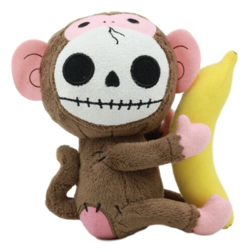 Ebros Gift Ebros Small Furry Bones Skeleton Baby Monkey W/ Banana Plush Toy Doll Furrybones