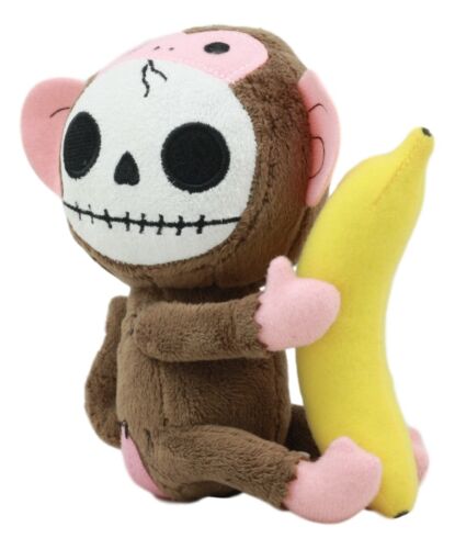 Ebros Gift Ebros Small Furry Bones Skeleton Baby Monkey W/ Banana Plush Toy Doll Furrybones