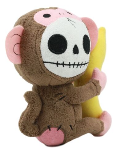 Ebros Gift Ebros Small Furry Bones Skeleton Baby Monkey W/ Banana Plush Toy Doll Furrybones