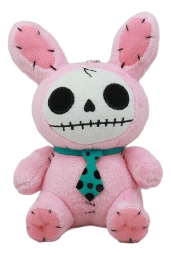 Ebros Gift Ebros Small Furry Bones Skeleton Pink Bunny With Green Polkadot Tie Plush Toy