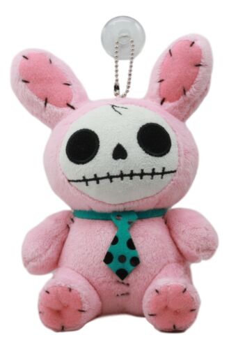 ebros gift Ebros Small Furry Bones Skeleton Pink Bunny With Green Polkadot Tie Plush Toy
