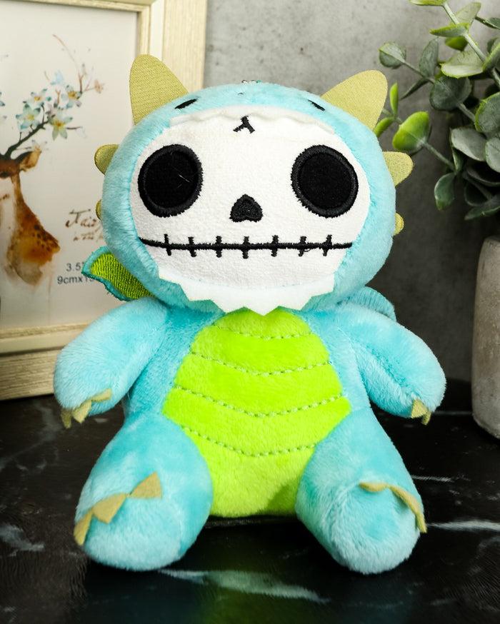 ebros gift Ebros Small Furry Bones Skeleton Teal Scorchie Wyrmling Dragon Plush Toy 5"H