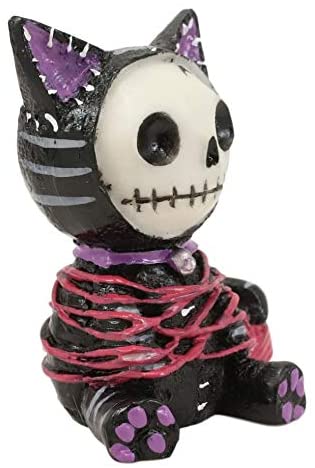 Ebros Gift Ebros Small Furry Bones Voodoo Mao Cat In Yarn Bondage Skeleton Figurine 2.25" H