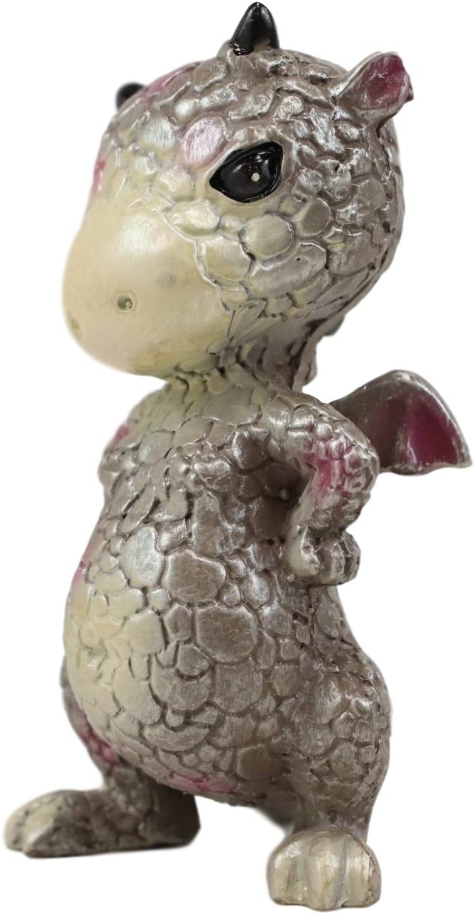 Ebros Gift Ebros Small Gray Sulky Wyrmling Baby Hatchling Dragon With Pink Spots Figurine