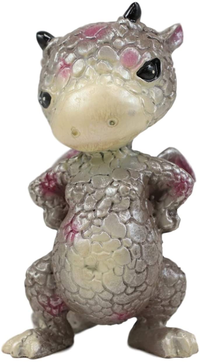 Ebros Gift Ebros Small Gray Sulky Wyrmling Baby Hatchling Dragon With Pink Spots Figurine
