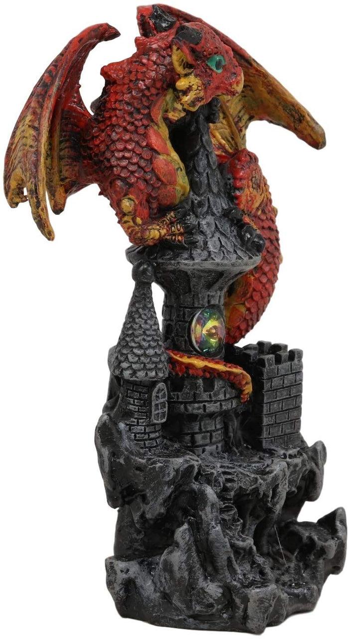 Ebros Gift Ebros Small Guardian Dragon Protecting Castle With Rhinestone Rock Crystal Tabletop