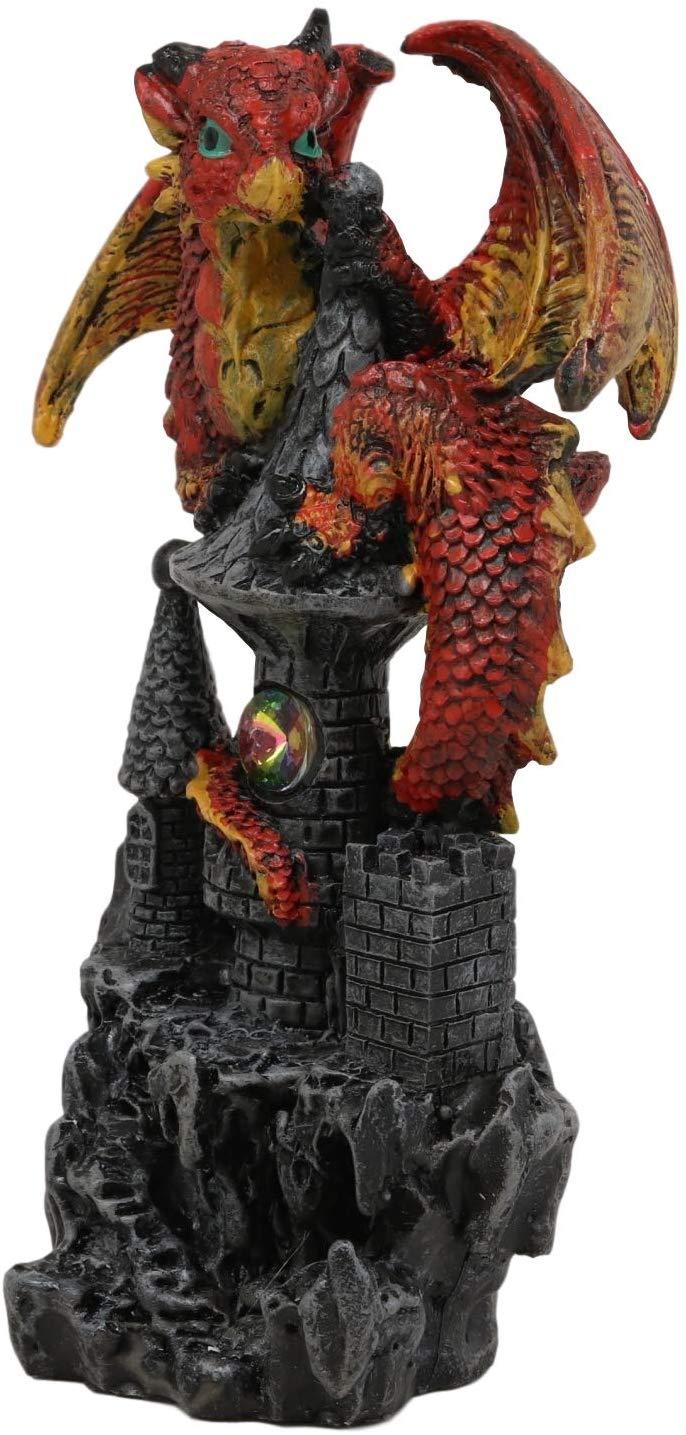 Ebros Gift Ebros Small Guardian Dragon Protecting Castle With Rhinestone Rock Crystal Tabletop