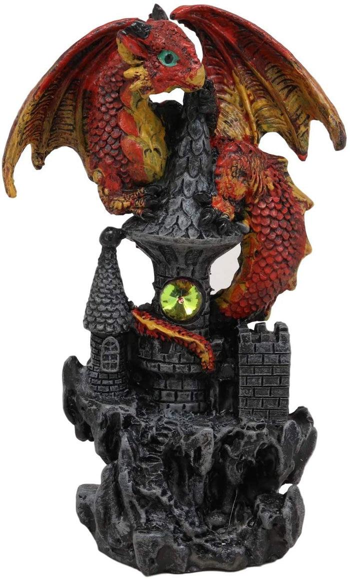 Ebros Gift Ebros Small Guardian Dragon Protecting Castle With Rhinestone Rock Crystal Tabletop