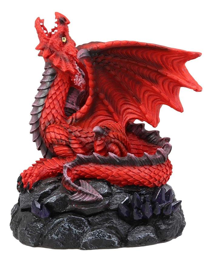 Ebros Gift Ebros Smoke Fire Breathing Smaug Red Dragon Backflow Incense Cone Burner Statue Decor
