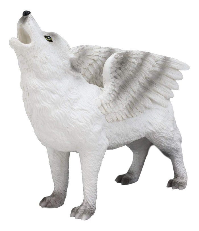 Ebros Gift Ebros Snow Angel Wings Native Tribal Howling Wolf Totem Spirit Figurine Collection 6"L