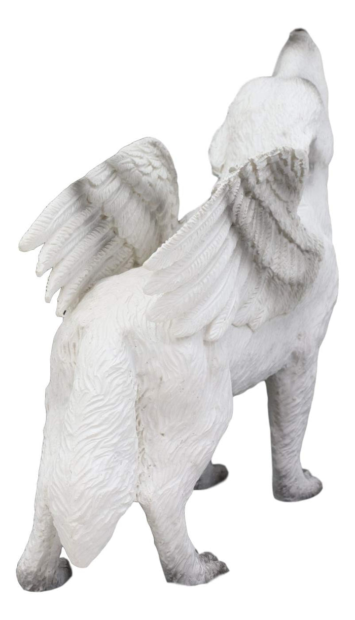 Ebros Gift Ebros Snow Angel Wings Native Tribal Howling Wolf Totem Spirit Figurine Collection 6"L