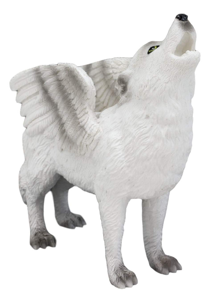 ebros gift Ebros Snow Angel Wings Native Tribal Howling Wolf Totem Spirit Figurine Collection 6"L