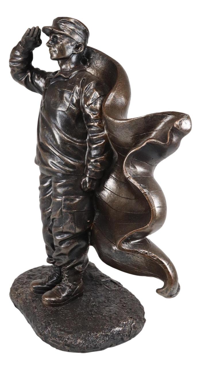 Ebros Gift Ebros Solemn Tribute Patriotic American Soldier Saluting The Flag Statue USA Military